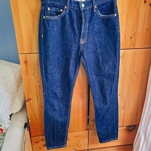 Grlfrnd Women's Dark Wash Karolina Button Fly Slim Straight Jeans Size 26